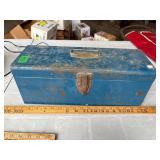 Blue Metal Tool Box With Latch