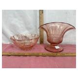 Pink Glass Bowl and Vase Set