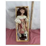Porcelain Doll in Wooden Crate