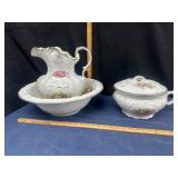 Floral Pitcher and Basin Set