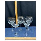 5 Gold Rim Wine Glasses