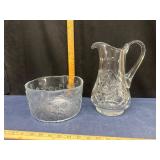 Pinwheel Crystal Pitcher and Bowl