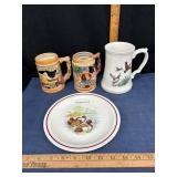 Themed Ceramic Mugs and Plate
