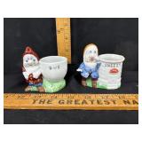 1937 W. Dent Ceramic Egg Cups From The Snow White