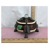 Brown Textured Resin Trinket Box With A Glass