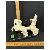 Vintage Carved Alabaster Roman Chariot Statue on