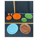 Green Fiesto dishes & orange Fiesto dishes & salt