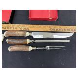Vintage Lodge Meat Carving Set With Knife, Fork