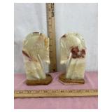 Vintage Carved Onyx Trojan Horse Head Bookends -