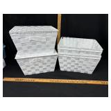 Multi storage bins with attached lids