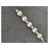 Cameo bracelet, European 800 silver 7' long.