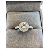 Sterling silver ring with simulated diamonds