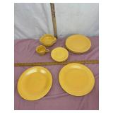Yellow Fiesto plates/ small bowls & cup