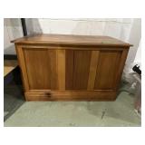 Wood storage cabinet with sliding doors