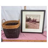 Framed Artwork and Basket Set