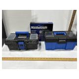 2 Small Plastic Mastercraft toolboxes &