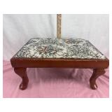 Small Wooden Footstool With Upholstered Top