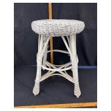 White Woven Stool With Round Seat
