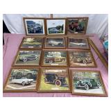 12 Framed Pictures of Vintage Automobiles - 11.5'