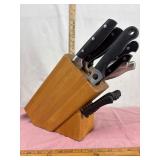 Wood Block With Knives Set