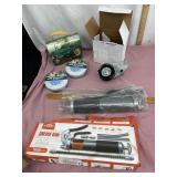 Miscellaneous box lot- metal panel/ grease gun