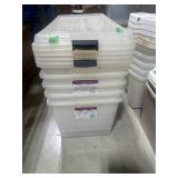 Five storage totes with lids 2 lids are missing