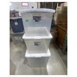 Three storage totes