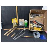 Miscellaneous box lot-chisels/ wire brushes etc-