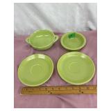 Fiesto saucers & 2 small bowls