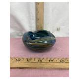 Murano Style Handblown Striped Art Glass Ash Tray