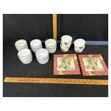Ramekins featuring classic fruit designs and a