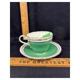 Vintage Aynsley Teacup and Sauce - Green With