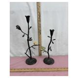 Metal Floral Motif Candle Holders With a Ceramic