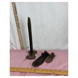 Antique Cast Iron Cobbler Stand and 2 shoe Forms