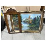 Vintage framed canvas and wood frame