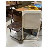 2 Metal and plastic folding chairs