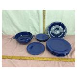 Lot of blue Fiesto plates & bowl