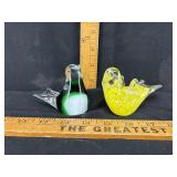 Two Art Glass Swallowtail Bird Paperweights -
