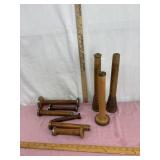 These items are vintage wooden industrial