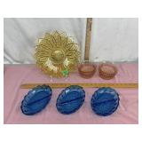 Coloured glass serving dishes