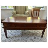 Solid wood coffee table with storage drawers