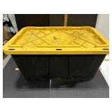 Large black tote with yellow lid