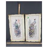 Framed vintage embroidered art work