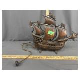 Cast iron galleon ship table lamp