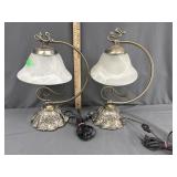 Two Art Nouveau Table Lamps Featuring A Lily Pad