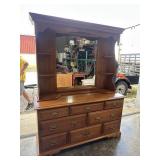 Wood dresser with mirror