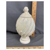 Iridescent White Egg Shaped Container With Rose