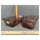 Two Vintage PYREX Amethyst (Manganese-Glow Green