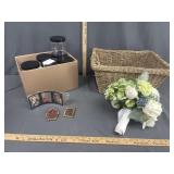 Basket/new set of 12 small storage containers &