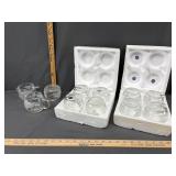 Nestle glass cups with cream & covered sugar bowl